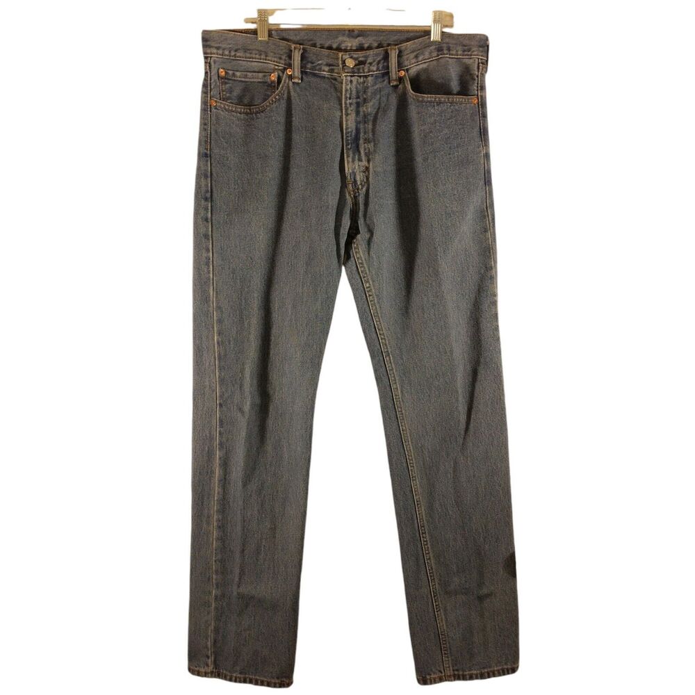 Levi's 505 jeans mens 36x34 blue denim cotton straight leg medium wash Strauss
